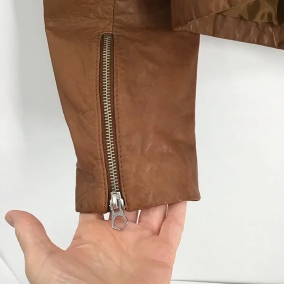 Madewell NWT Washed Leather Moto Jacket Genuine Leather Burnt Sienna Size M - Picture 5 of 11